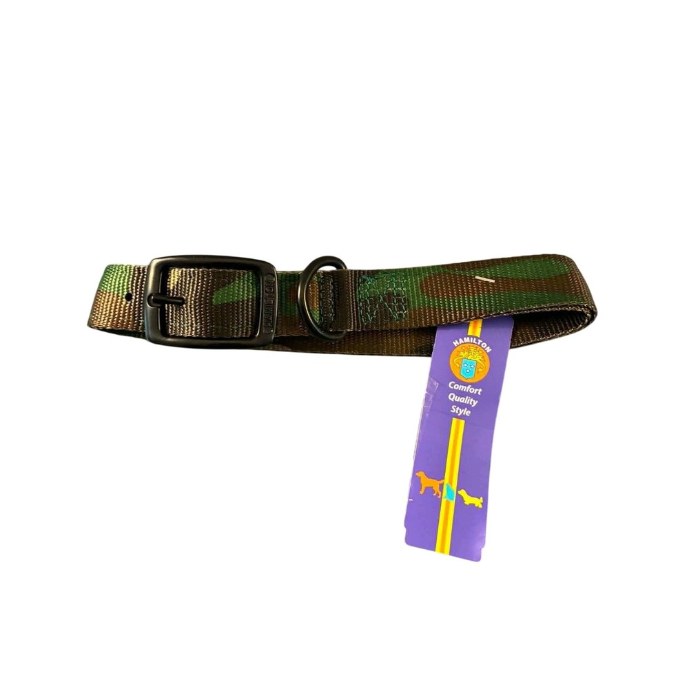 Hamilton Dog Collar Pet 20in Green Camo NEW Nylon Deluxe Buckle DD 20CM